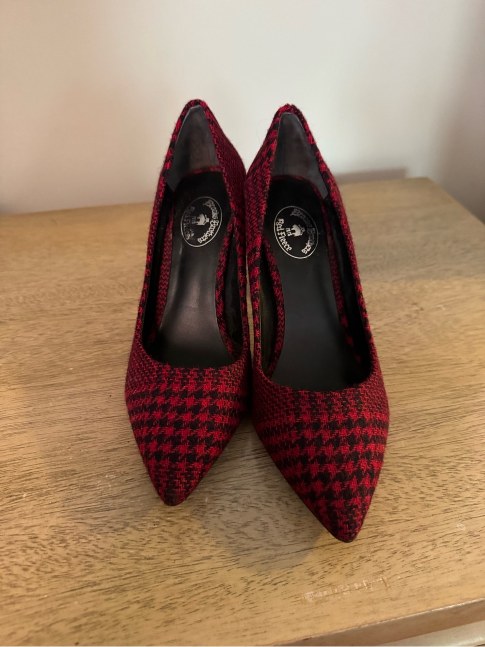Brooks Brothers Red and Black Houndstooth Pointed-Toe Pumps